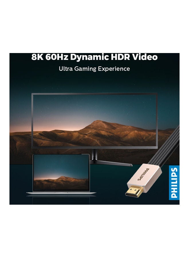 Philips 8K 60Hz HDMI 2.1 Cable For Gaming And Home Theater, Ultra HD, 48Gbps High-Speed Data Transfer, 28 AWG Pure Copper Wire - Black - Image 3
