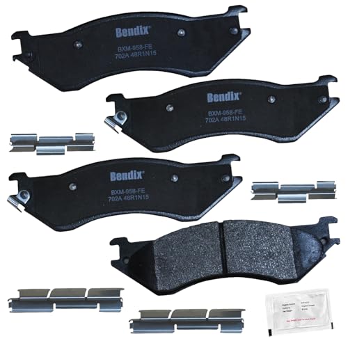Bendix Priority1 CFM702A Semi-Metallic Rear Brake Pads for select models of Dodge Ram 1500, 2500, 3500, 4000 Trucks from 2001 to 2008 - Image 1