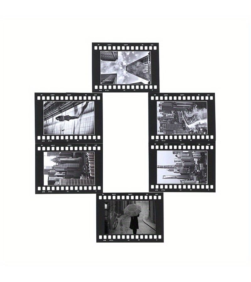 6 Pcs Vintage Black Film Strip Photo Frames 6 Inch Rectangular Wall Mounted Picture Frames For Living Room Study Corridor Retro Home Decor Display - Image 4