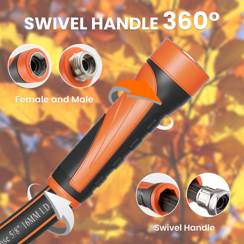 Giraffe Tools Garden Hose 5/8", Water Hose Heavy Duty, Flexible, Lightweight Hybrid Hose with Swivel Handle, 100ft Male to Female Fittings, Burst 600 PSI - Image 3
