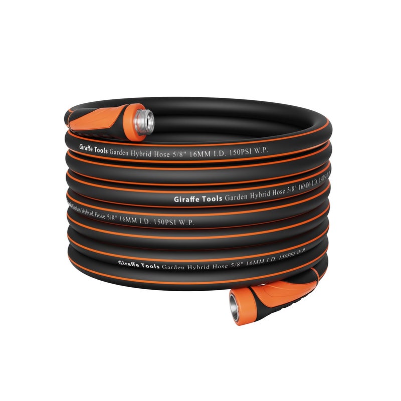 Giraffe Tools Garden Hose 5/8", Water Hose Heavy Duty, Flexible, Lightweight Hybrid Hose with Swivel Handle, 100ft Male to Female Fittings, Burst 600 PSI - Image 1