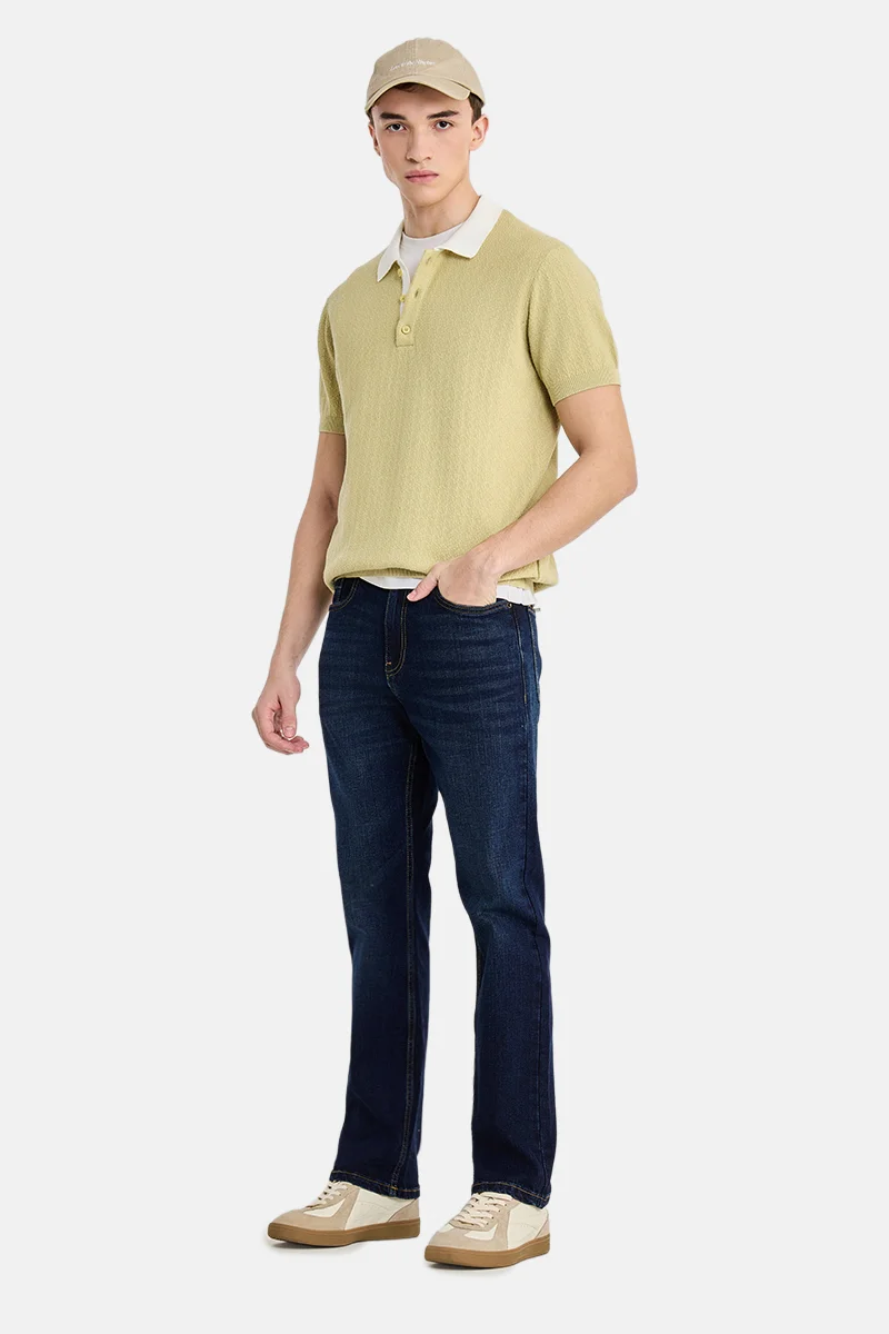 SNITCH Dark Blue Solid Straight Fit Casual Jeans