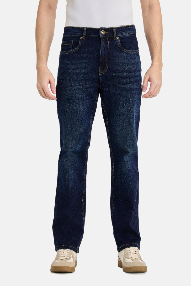 SNITCH Dark Blue Solid Straight Fit Casual Jeans - Image 4