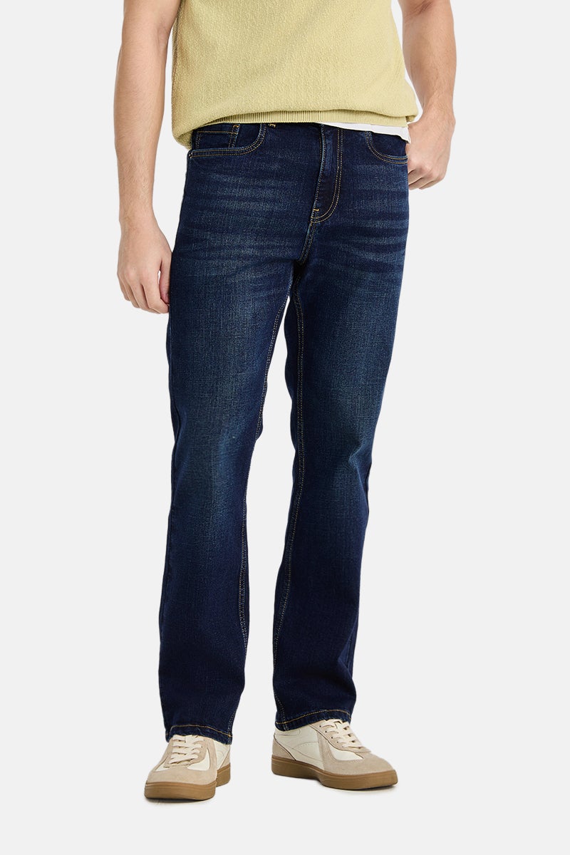 SNITCH Dark Blue Solid Straight Fit Casual Jeans - Image 1