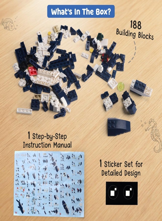 FIRSTCRY INTELLISKILLS مجموعة Intelliskills Think Blocks: مجموعة حيوانات مائية 3 في 1 مكونة من 118 قطعة، سمكة قرش، حبار، وفرس بحر، مجموعة بناء نماذج للأطفال، مجموعة بناء STEM للأطفال الصغار، لعبة تجميع ولعب، لعبة أنشطة وهدايا (أزرق) - Image 3