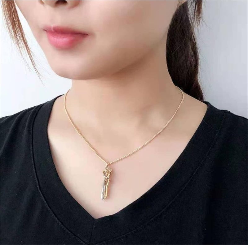 cheekyglo The Tale of Two Lovers Necklace Show Your Love, Couple Hugging Pendant Necklace, Affectionate Hug Necklace, Handmade Creative Couple Two-Color Hug Necklace, Lovers Forever Necklace - Image 1