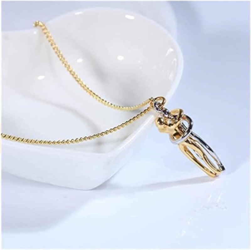 cheekyglo The Tale of Two Lovers Necklace Show Your Love, Couple Hugging Pendant Necklace, Affectionate Hug Necklace, Handmade Creative Couple Two-Color Hug Necklace, Lovers Forever Necklace - Image 3