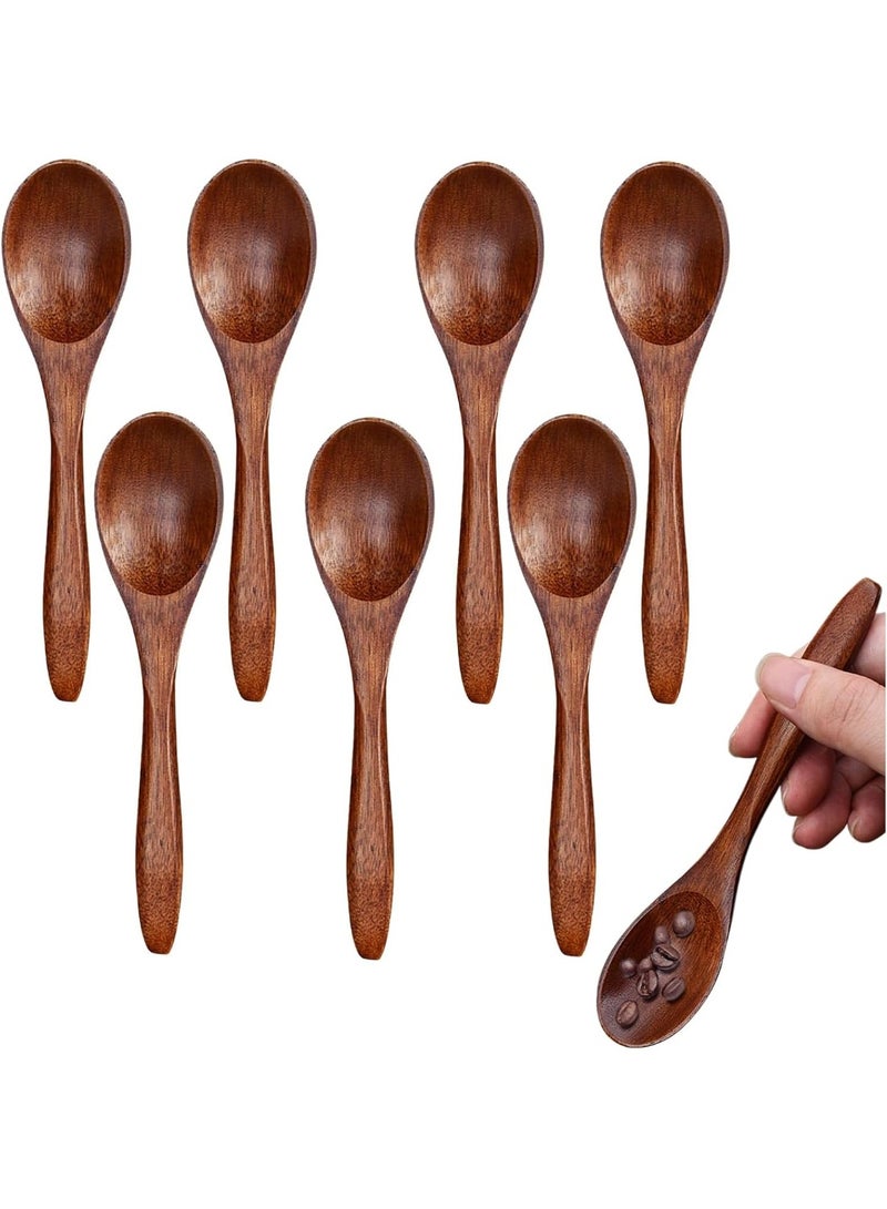 8 Pcs Wooden Honey Spoons, 14 cm Length, Mini Serving Teaspoons for Coffee and Tea,Small Wood Teaspoon, Ice Cream Dessert Spoon, Kitchen Wooden Spoons - Image 1