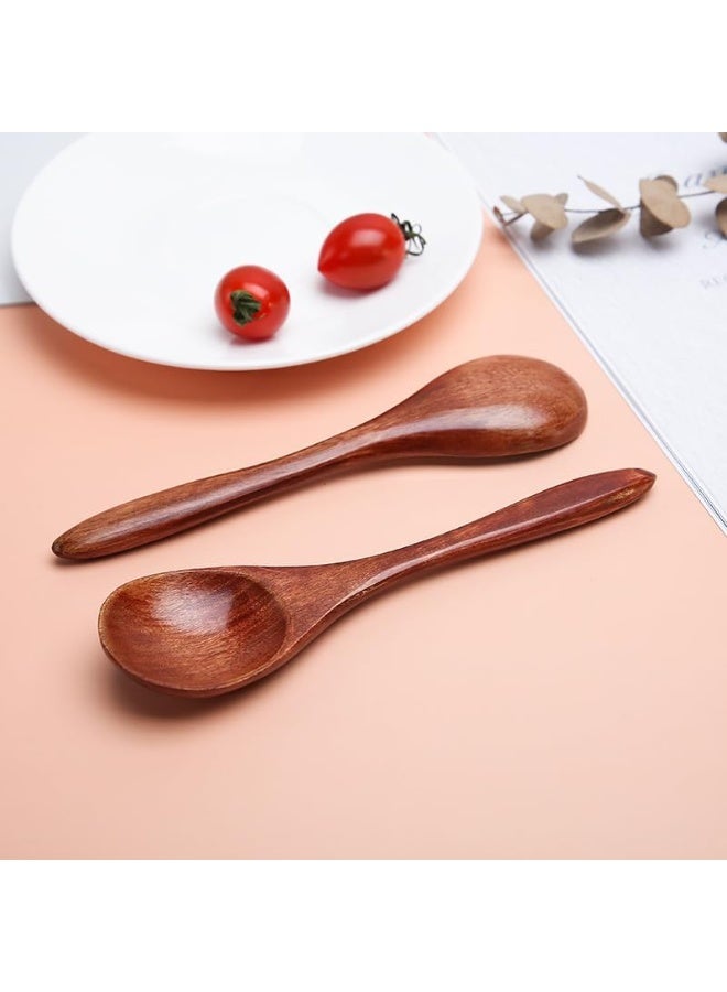 8 Pcs Wooden Honey Spoons, 14 cm Length, Mini Serving Teaspoons for Coffee and Tea,Small Wood Teaspoon, Ice Cream Dessert Spoon, Kitchen Wooden Spoons - Image 4