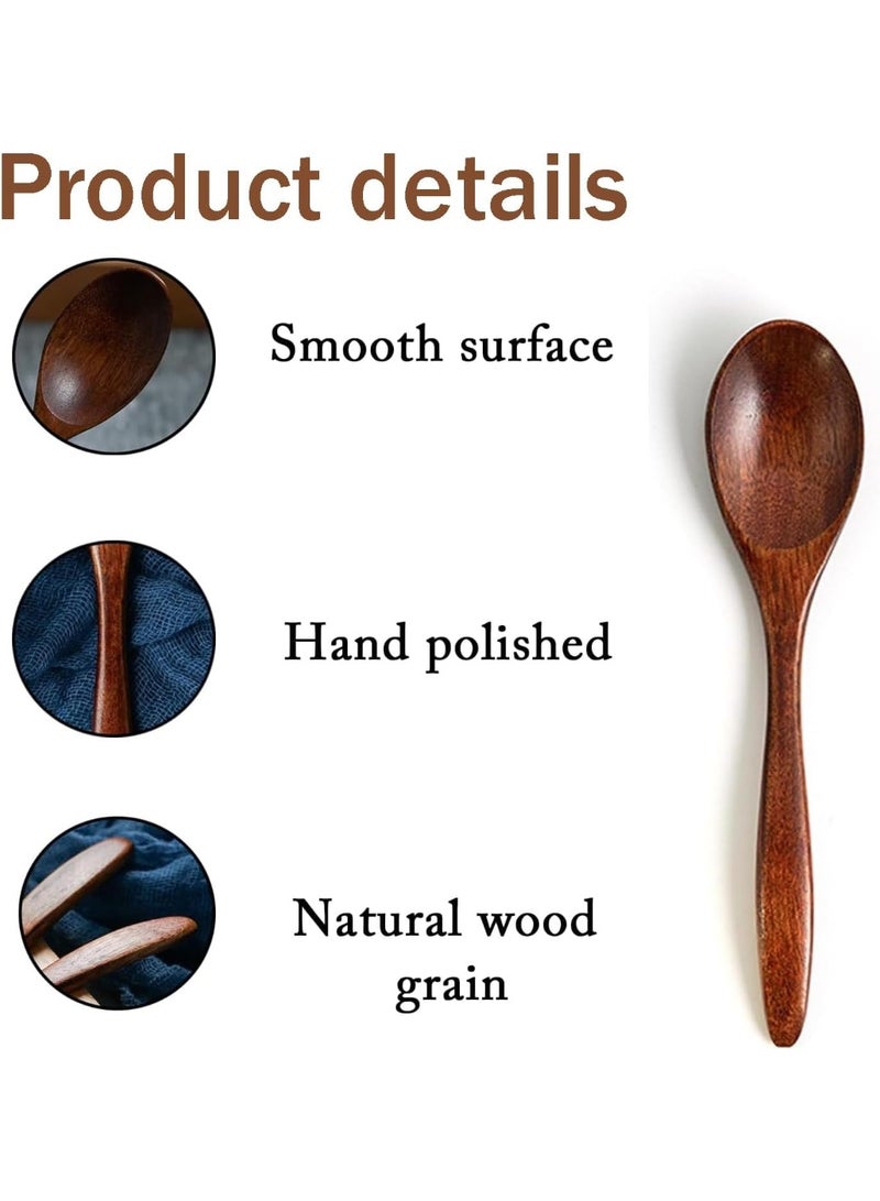 8 Pcs Wooden Honey Spoons, 14 cm Length, Mini Serving Teaspoons for Coffee and Tea,Small Wood Teaspoon, Ice Cream Dessert Spoon, Kitchen Wooden Spoons - Image 3