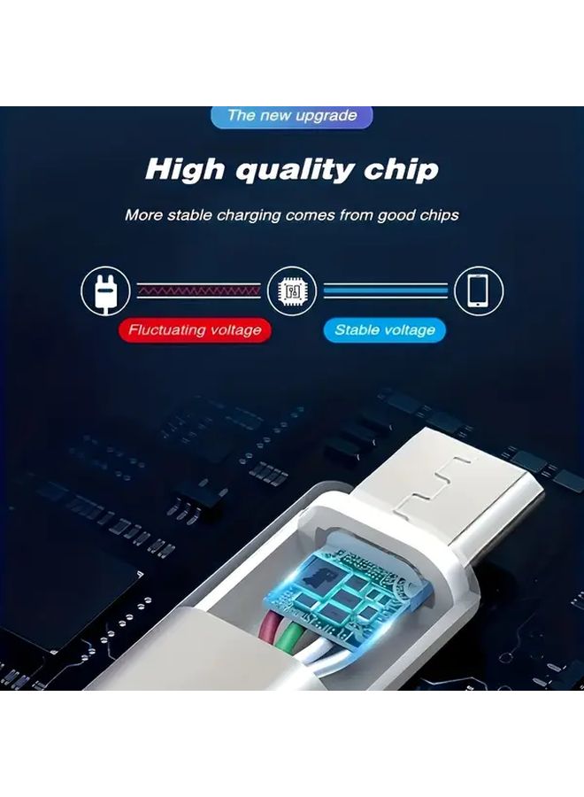 White USB C Cable 2pcs Fast Charging Meteor LED Light Flowing Starry Sky Design - Image 3