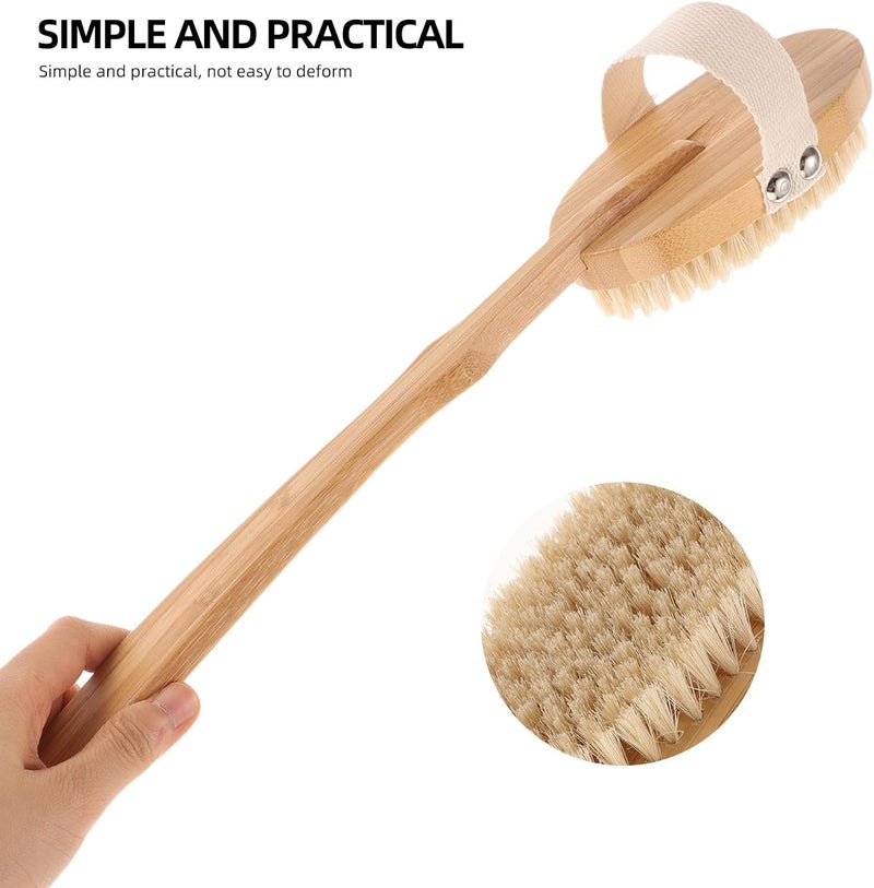 Natural Bath Brush with Long Handle, Detachable Boar Bristle Scrub for Shower and Back Exfoliation, Suitable for Elderly and Daily Body Cleansing - Image 3