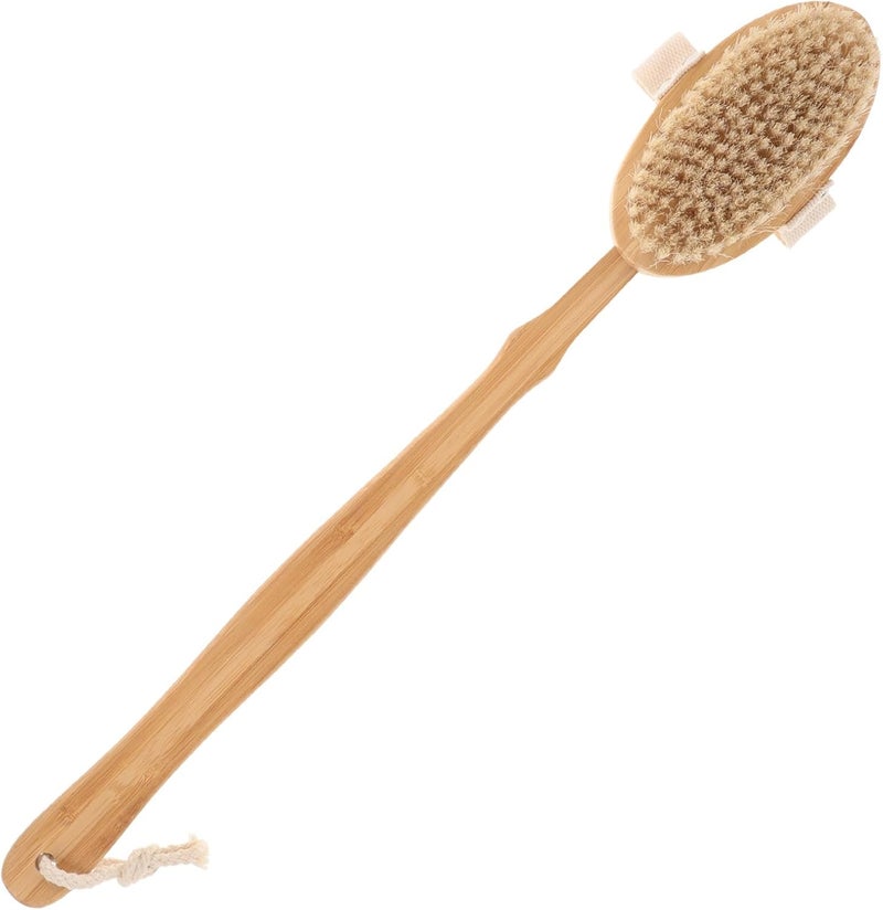 Natural Bath Brush with Long Handle, Detachable Boar Bristle Scrub for Shower and Back Exfoliation, Suitable for Elderly and Daily Body Cleansing - Image 1