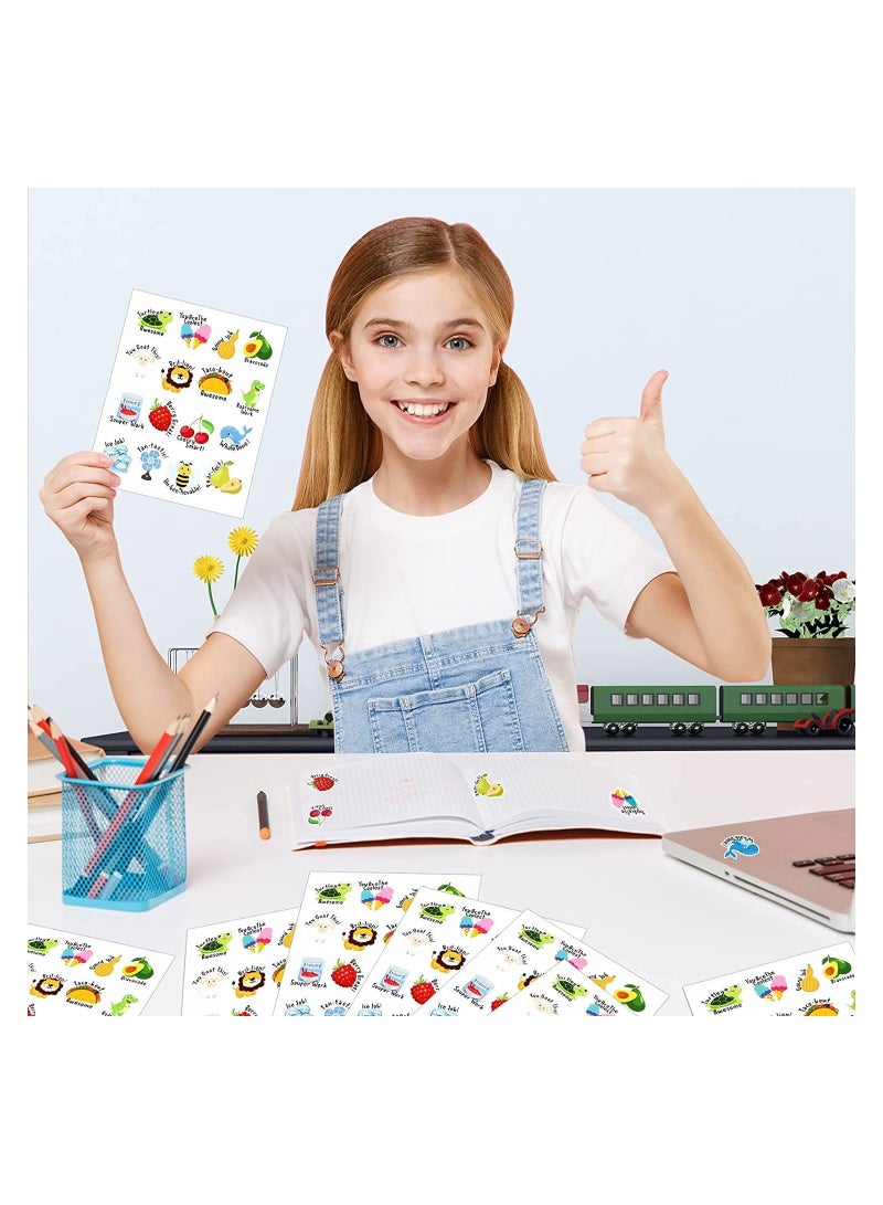 Sticker 480 Adhesive Stickers 16 Cartoon Characters Animals and Shapes Additional Colorful Stickers for Kids Motivational - Image 1