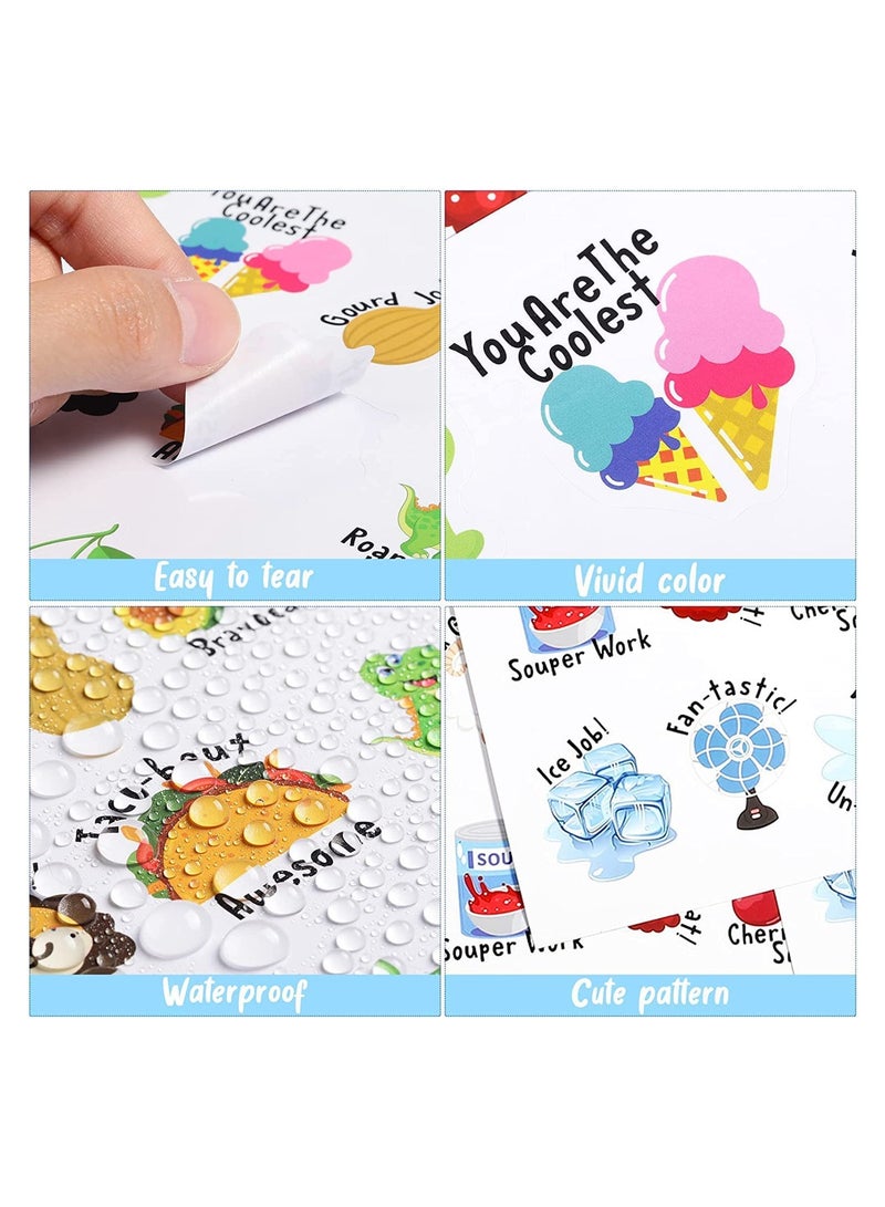 Sticker 480 Adhesive Stickers 16 Cartoon Characters Animals and Shapes Additional Colorful Stickers for Kids Motivational - Image 5
