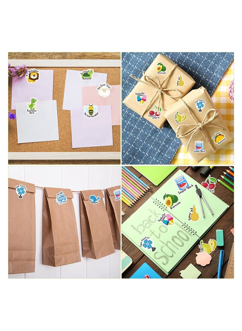 Sticker 480 Adhesive Stickers 16 Cartoon Characters Animals and Shapes Additional Colorful Stickers for Kids Motivational - Image 2