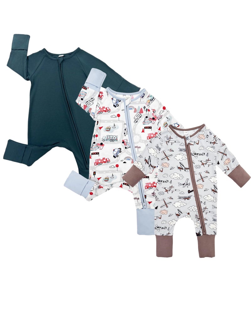 Bow Dream Infant Boys Girls Clothes Newborn Bamboo Rayon Baby girl Romper baby boy Bodysuit Jumpsuit Deep Green Traffic Plane 612 Months - Image 2
