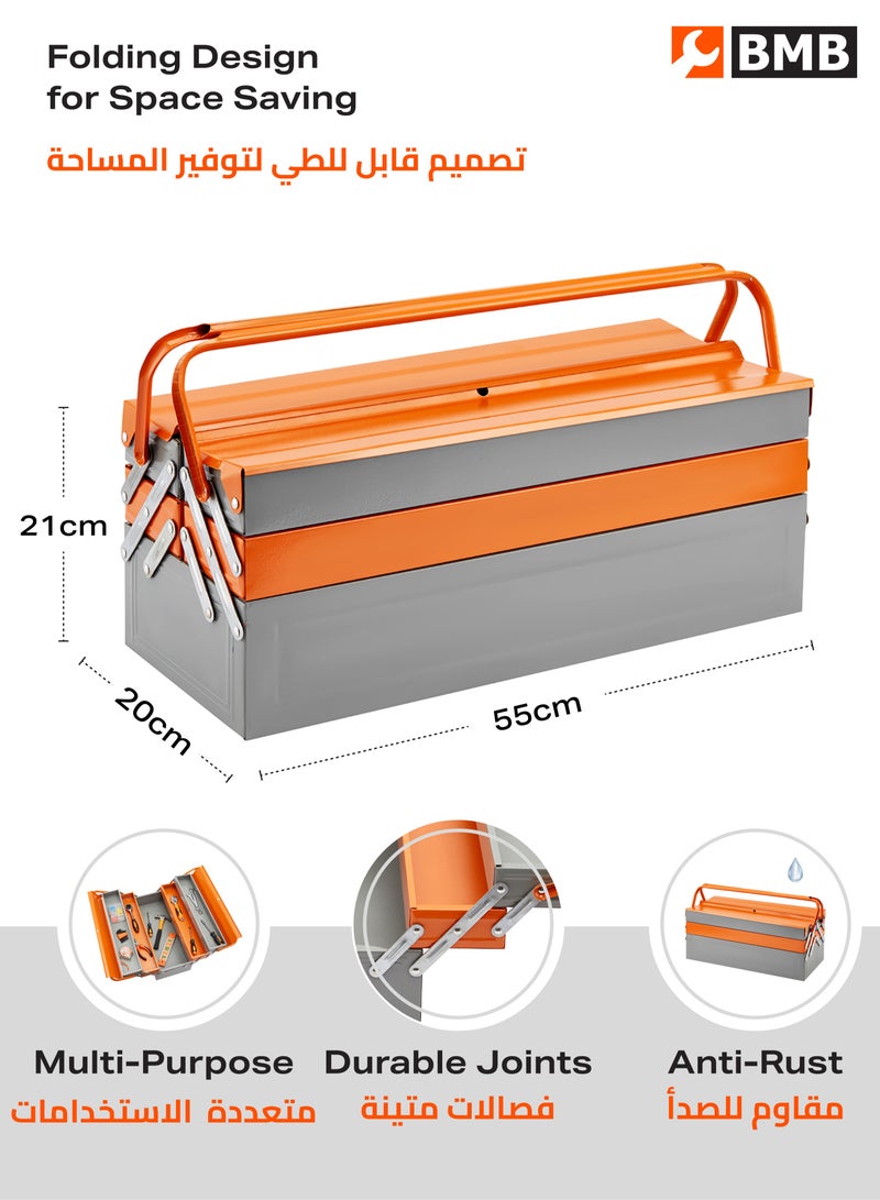 BMB tools Heavy Duty Metal Toolbox - 3 Layer 5 Tray Cantilever ToolBox with Rust-Resistant Steel Build, Lock Hole, and Ergonomic Handle - for Mechanics, Electricians, Workshops, and On-Site Repair Use - Image 2