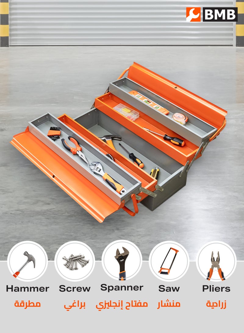 BMB tools Heavy Duty Metal Toolbox - 3 Layer 5 Tray Cantilever ToolBox with Rust-Resistant Steel Build, Lock Hole, and Ergonomic Handle - for Mechanics, Electricians, Workshops, and On-Site Repair Use - Image 5