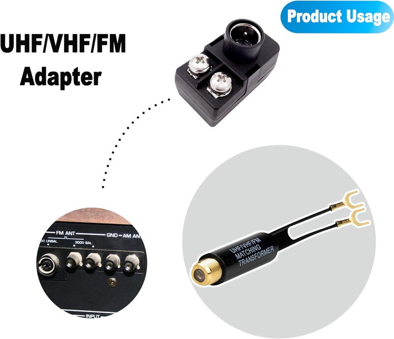 Ancable محول مطلي بالذهب - 75 أوم إلى 300 أوم - محول بالون UHF/VHF/FM - محولات هوائي مع مقبس أنثوي F للتلفاز والراديو وهوائي الكوكسيل - Image 5