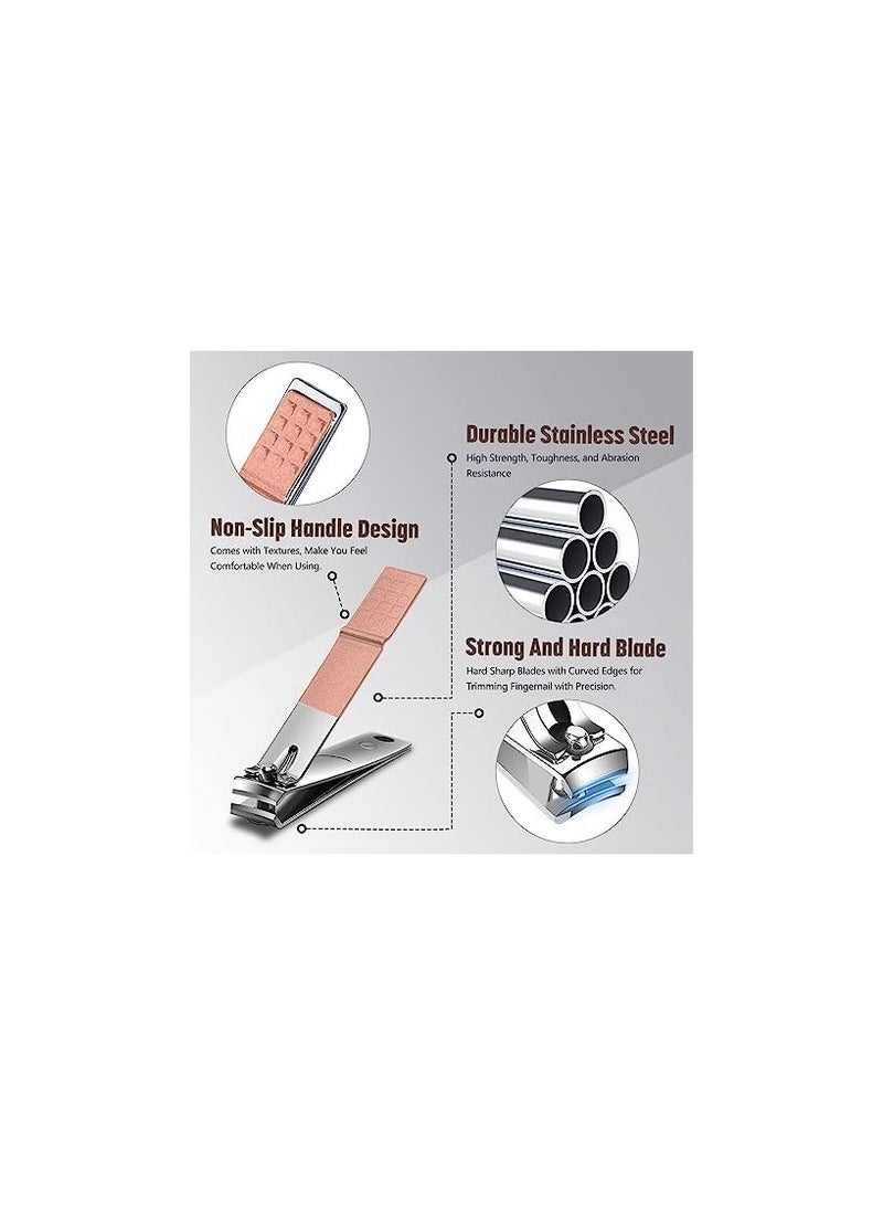 ORiTi Travel Manicure Set, 7 in 1 Manicure Kit Pedicure Kit Nail Clippers Set Stainless Steel Nail Kit for Women Men - Pink - Image 3
