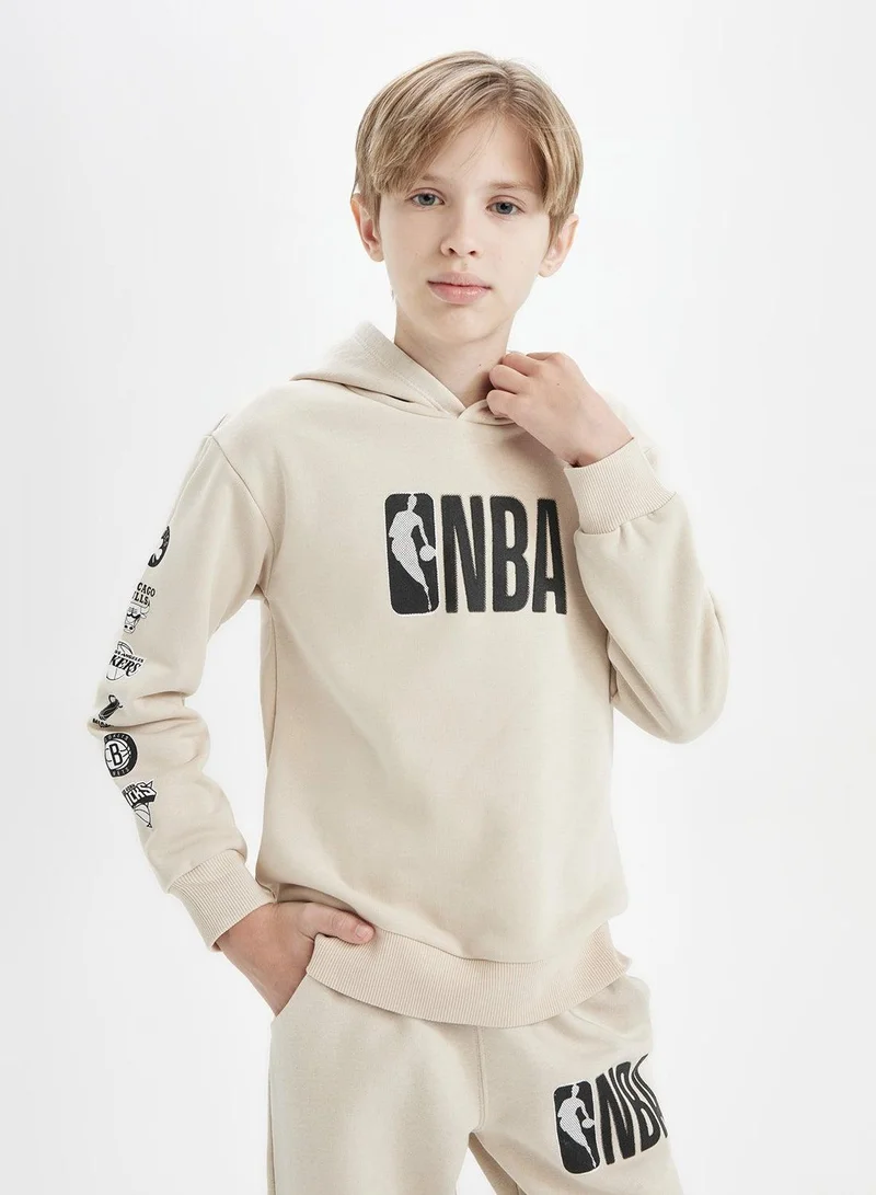 DeFacto Ecru Nba Current Teams Regular Fit Crew Neck Thick Sweatshirt