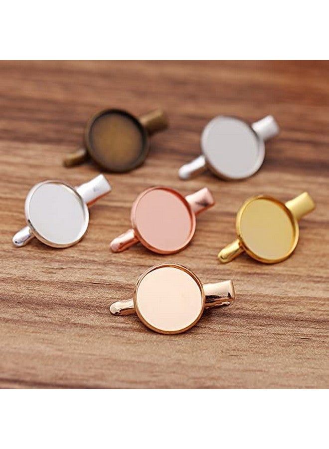 lasenersm 12Pcs 3.5Cm Metal Alligator Hair Clips With Cabochon Setting Tray Hair Clips With Blank Round Tray Base Alligator Hair Clips Blank Hairgrip Base Trays For Diy Hair Accessories Making Golden - Image 3