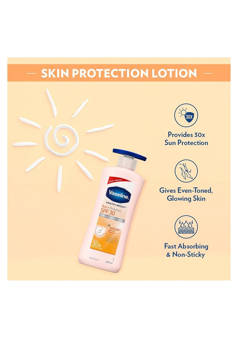 Vaseline Healthy Bright Sun Protection Body Lotion Daily Moisturizer for Dry Skin   400 ml - Image 4