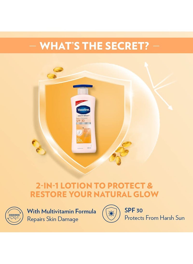 Vaseline Healthy Bright Sun Protection Body Lotion Daily Moisturizer for Dry Skin   400 ml - Image 3