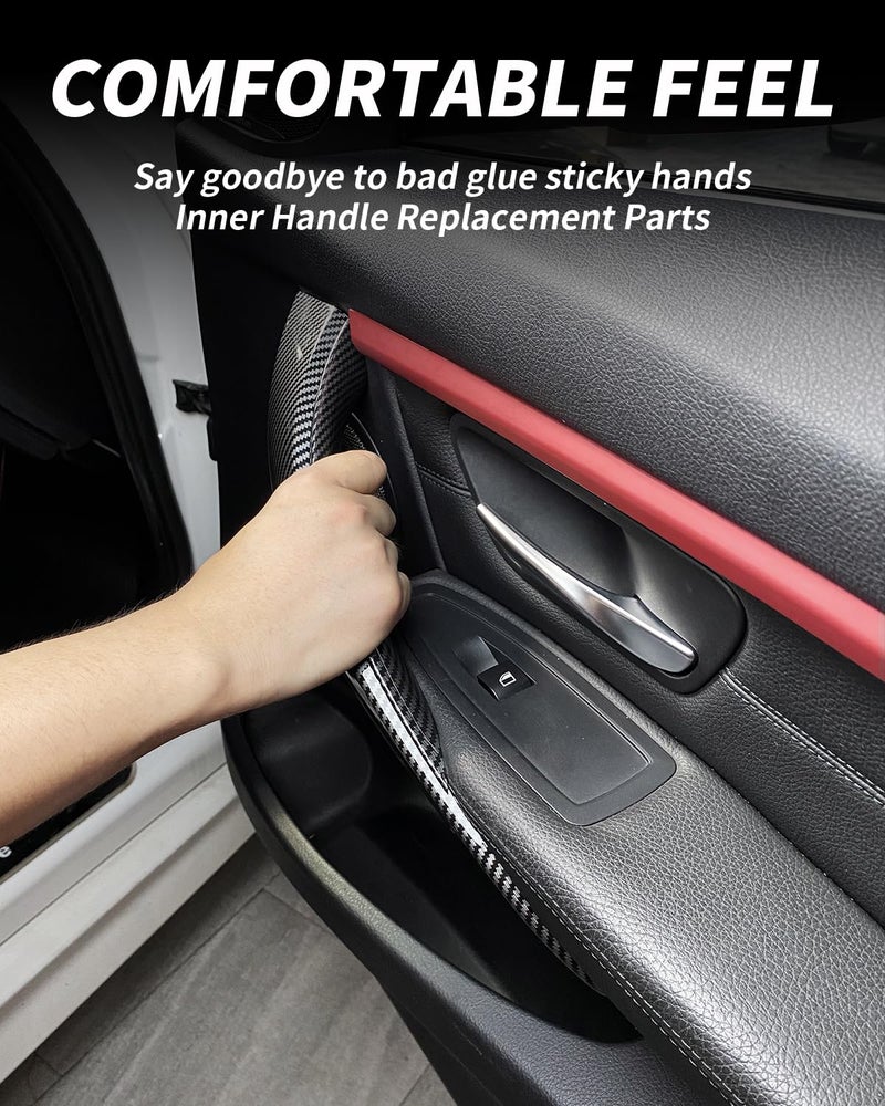 SHSBSCAR أغطية مقبض الباب SHSBSCAR لسيارات BMW F30، أغطية مقبض السحب الجانبي للسائق والراكب لسيارات F31 F34 F80 320 328 330 335 F32 F33 F36 F82 F83 418 420 428 بتصميم ألياف الكربون - Image 5