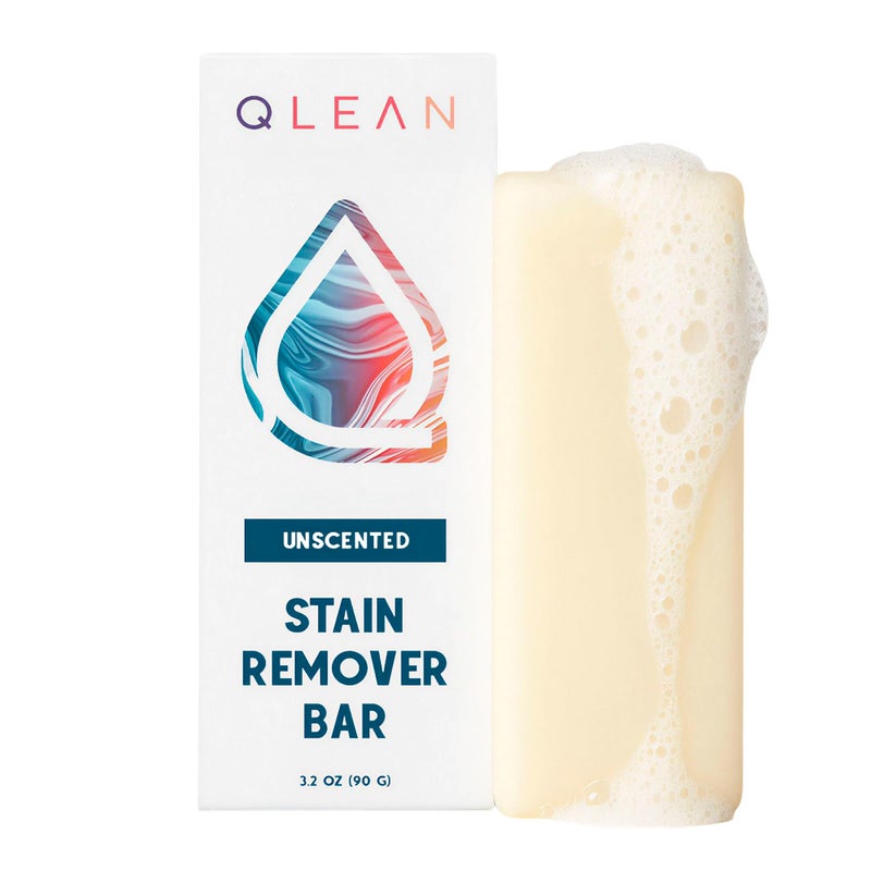 QLEAN Vegan Stain Remover Bar for Fabrics, Laundry Bar Soap for Clothes - Plant-Based, Travel-Friendly Stain Remover for Grease, Wine, Coffee, Grass & More - Non-Toxic & Safe for Delicates (1) - Image 1