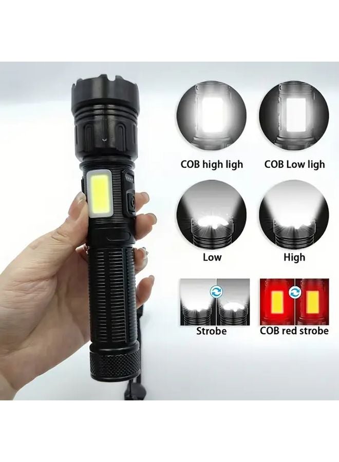 Abs Black Multi Mode Outdoor Handheld Flashlight USB Rechargeable Compact Emergency Light - Image 2