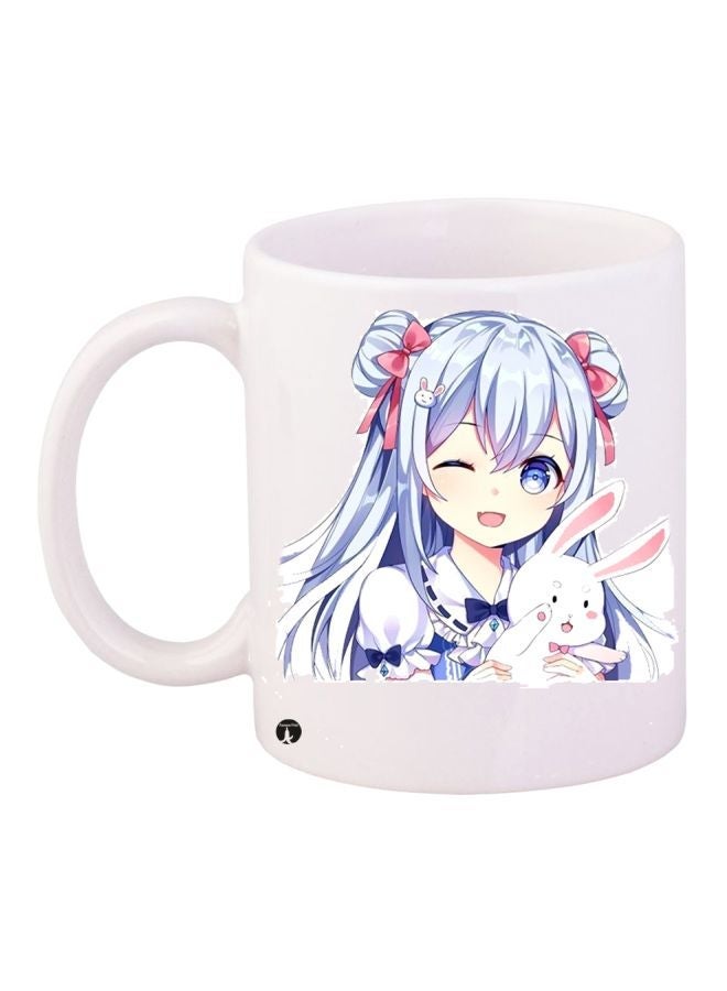 RYN Anime Printed Coffee Mug White/Purple/Pink 11ounce