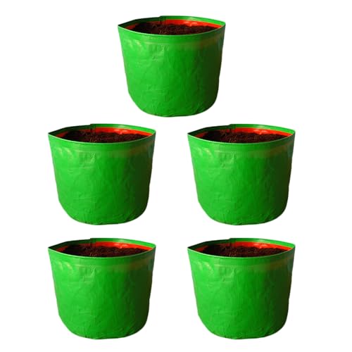 BonKaso Growbags 12 * 12 Pack of 5 Terrace/Kitchen Garden Vegetable Planting Pots, HDPE Fabric Leafy Fruits Growing Bag for All Vegetable Plants - Image 1