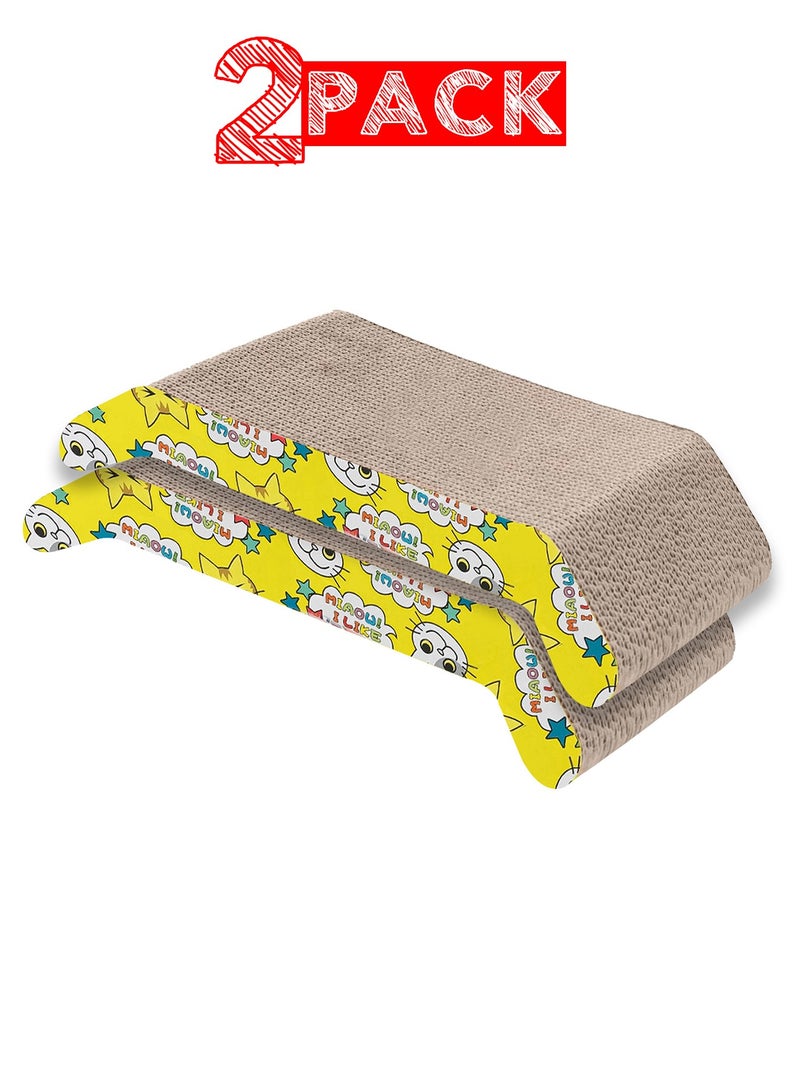 CATANES 2 Packs Of Cat Scratchers Cardboard Cat Scratch Pad with Premium Scratch Textures Design Durable Cat Scratching Pad Reversible - Image 1