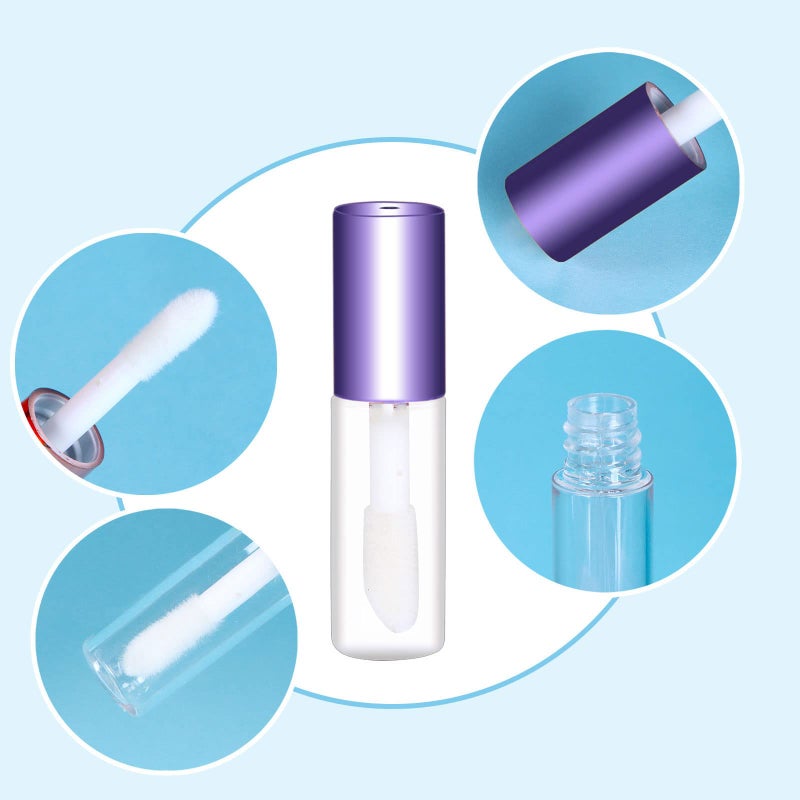 Mydio 50 Pack 1.2ML Clear Mini Lip Gloss Tube Empty Lip Balm Containers With Purple Lid for Lipstick (Purple) - Image 2