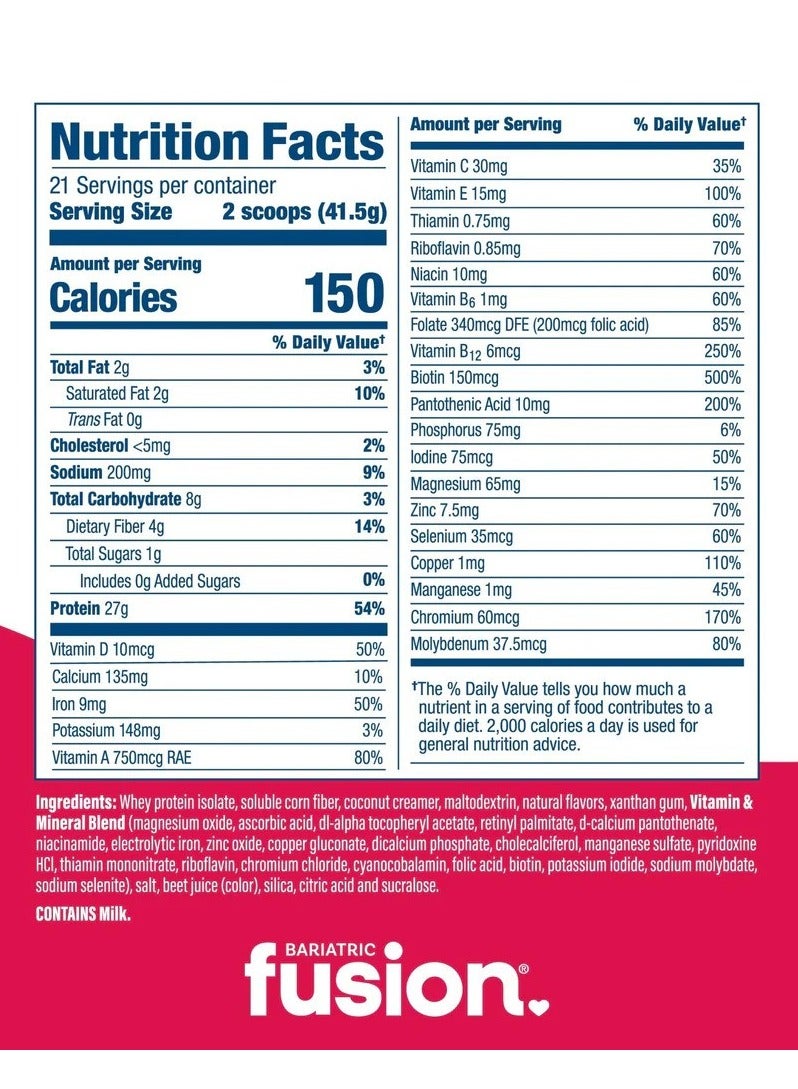 Bariatric Fusion Strawberry High Protein Meal Replacement 871.5 g - Image 3