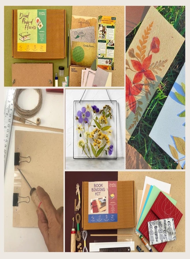 Active Hands Combo Japanese and Traditional Notepad Making Book Binding Kit + Dried Press Flower Arrangement Hobby Craft Kit - Image 1