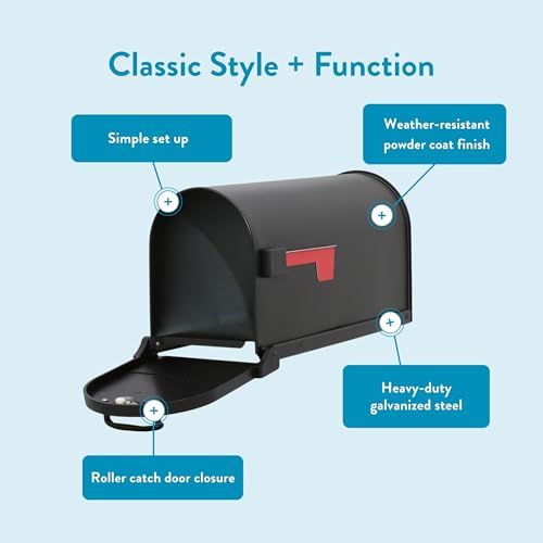 ARCHITECTURAL MAILBOXES Gibraltar Mailboxes Arlington Large Capacity Galvanized Steel Textured Black, Post-Mount Mailbox, AR15B000 - Image 4