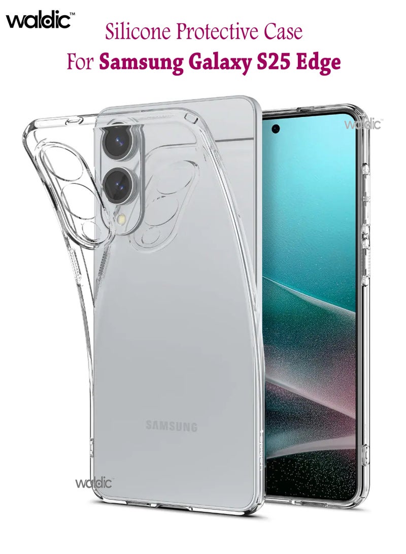 Waldic Samsung Galaxy S25 Edge Premium Case | Premium Silicone Case Cover Designed for Samsung Galaxy S25 Edge | Samsung Galaxy S25 Edge Case Camera and Drop Protection Thin Protective Back Cover Case for Samsung Galaxy S25 Edge - Transparent - Image 1
