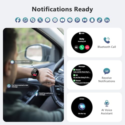 Blackview Smart Watch for Women Men (Make/Answer Calls),1.43''AMOLED Touchscreen Fitness Tracker with 100+ Sports Modes, Heart Rate/SpO2/Sleep Monitor/2 Straps, Smartwatch for iPhone & Android - Image 3