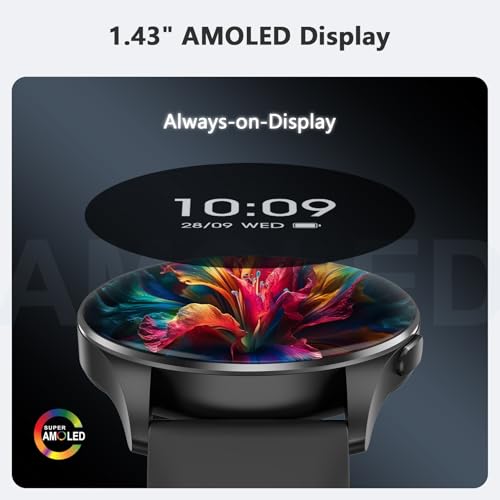 Blackview Smart Watch for Women Men (Make/Answer Calls),1.43''AMOLED Touchscreen Fitness Tracker with 100+ Sports Modes, Heart Rate/SpO2/Sleep Monitor/2 Straps, Smartwatch for iPhone & Android - Image 2