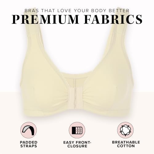 Leading Lady Women's Plus Size Sleep Leisure Cotton Bra, Ecru, 38 F/G/H - Image 4