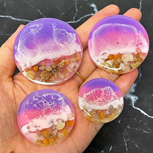 RESINWORLD 32-Cavity Set of 2'', 1.75'', 1.5'', 1.25'' Circle Grip Mold, Magnet Mold, Round Keychain Silicone Mold for Resin (No Hole) - Image 3