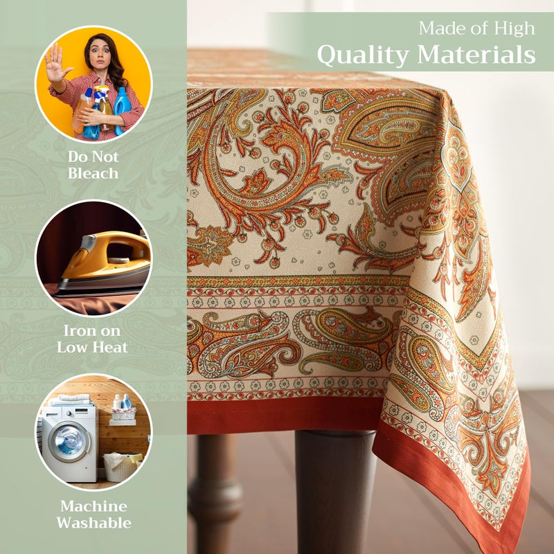 ميزون دي هيرمين Maison D 'Hermine 100 ٪ غطاء طاولة القطن - 70 "" x140 "" مستطيلات مستطيلات ، مفصل المائدة القابلة للغسل لتناول الطعام في المنزل والحفلات - لعيد الشكر وعيد الميلاد - مجموعة كشمير بيزلي - Image 3