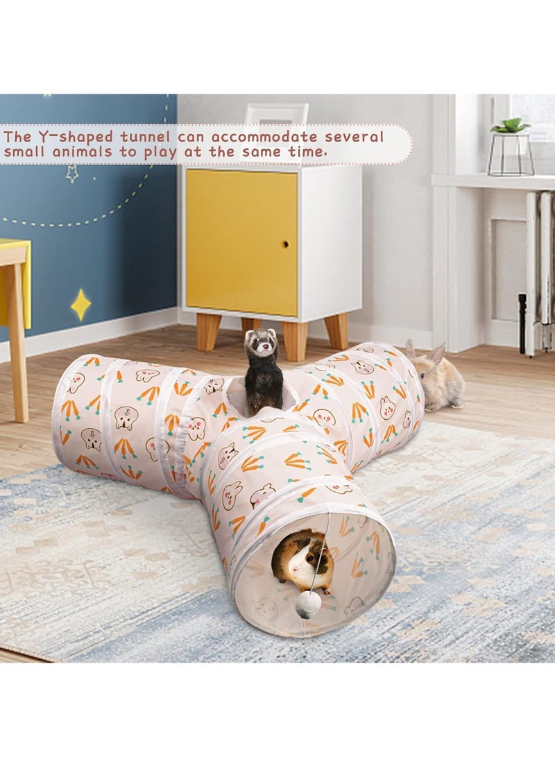 عام نفق وأنبوب أرنب قابل للطي، لعبة نفق ثلاثية الاتجاهات للأرانب الصغيرة، لعبة نشاط للحيوانات الصغيرة مثل الأرانب القزمية، والأرانب، والخنازير الغينية، والقطط. - Image 2