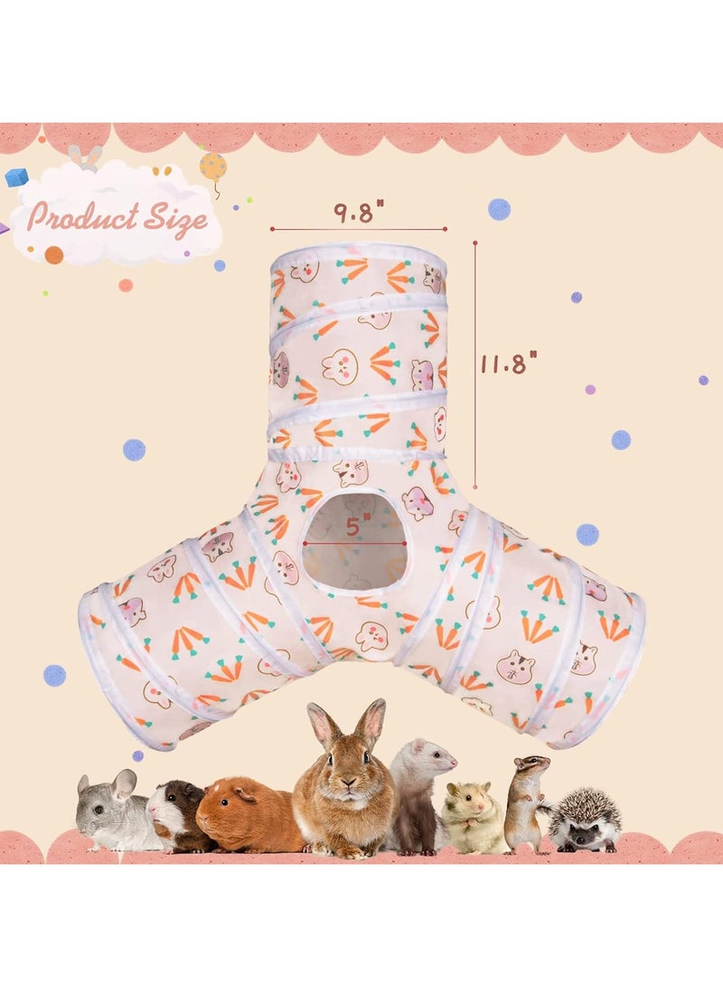عام نفق وأنبوب أرنب قابل للطي، لعبة نفق ثلاثية الاتجاهات للأرانب الصغيرة، لعبة نشاط للحيوانات الصغيرة مثل الأرانب القزمية، والأرانب، والخنازير الغينية، والقطط. - Image 4