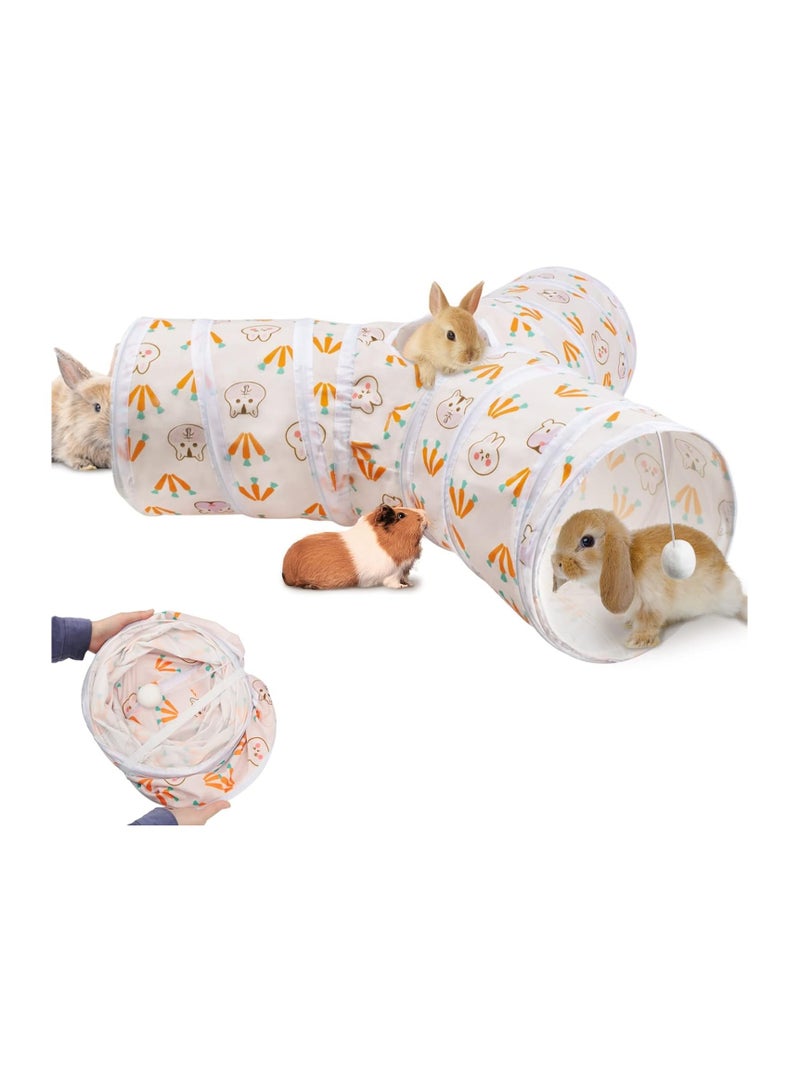 عام نفق وأنبوب أرنب قابل للطي، لعبة نفق ثلاثية الاتجاهات للأرانب الصغيرة، لعبة نشاط للحيوانات الصغيرة مثل الأرانب القزمية، والأرانب، والخنازير الغينية، والقطط. - Image 1