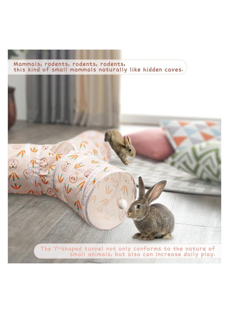 عام نفق وأنبوب أرنب قابل للطي، لعبة نفق ثلاثية الاتجاهات للأرانب الصغيرة، لعبة نشاط للحيوانات الصغيرة مثل الأرانب القزمية، والأرانب، والخنازير الغينية، والقطط. - Image 5