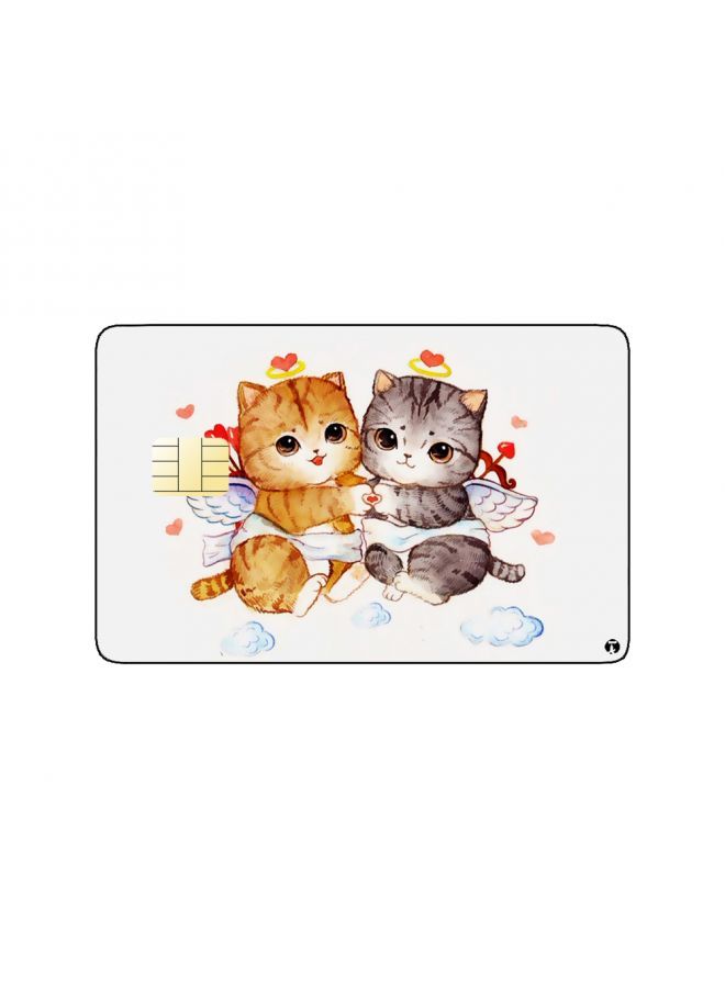 RKN PRINTED BANK CARD STICKER Beautiful Colorful Cats Drawing With Roses - Image 1